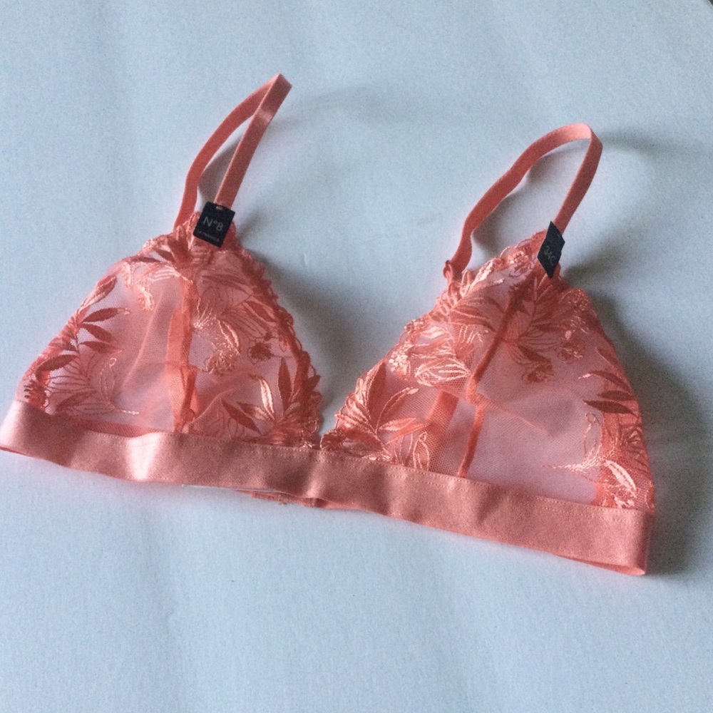 ETAM EMBROIDERED LACE BRALETTE BRA PINK 34C NWT